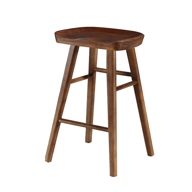 Modern Wood Bar Stool Contoured Seat Backless Indoor Footrest Counter Stool Walnut 1 Piece Short Stool(22"H) Clearhalo 'Bar Furniture' 'Bar Stools' 'bar_stools' 'furn' 'furn_bar_stools' 'furniture_bar_stools' 'Kitchen & Dining Furniture' 'kitchen&dining_furn' 'kitchen' 'kitchen_furn' Furniture' 4186162