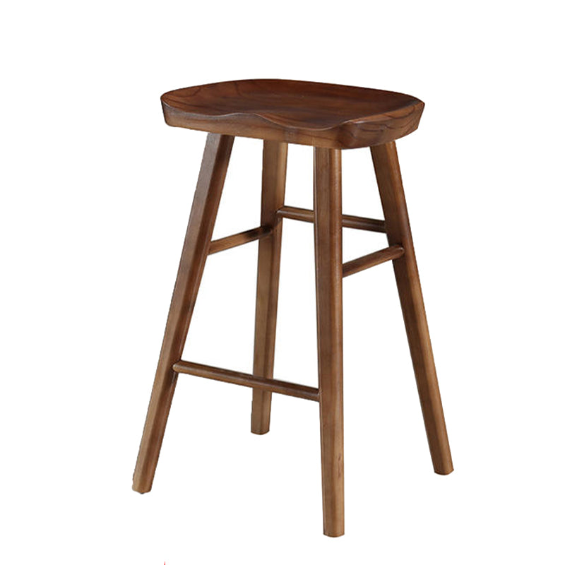 Modern Wood Bar Stool Contoured Seat Backless Indoor Footrest Counter Stool Walnut 1 Piece Counter Stool(26"H) Clearhalo 'Bar Furniture' 'Bar Stools' 'bar_stools' 'furn' 'furn_bar_stools' 'furniture_bar_stools' 'Kitchen & Dining Furniture' 'kitchen&dining_furn' 'kitchen' 'kitchen_furn' Furniture' 4186165