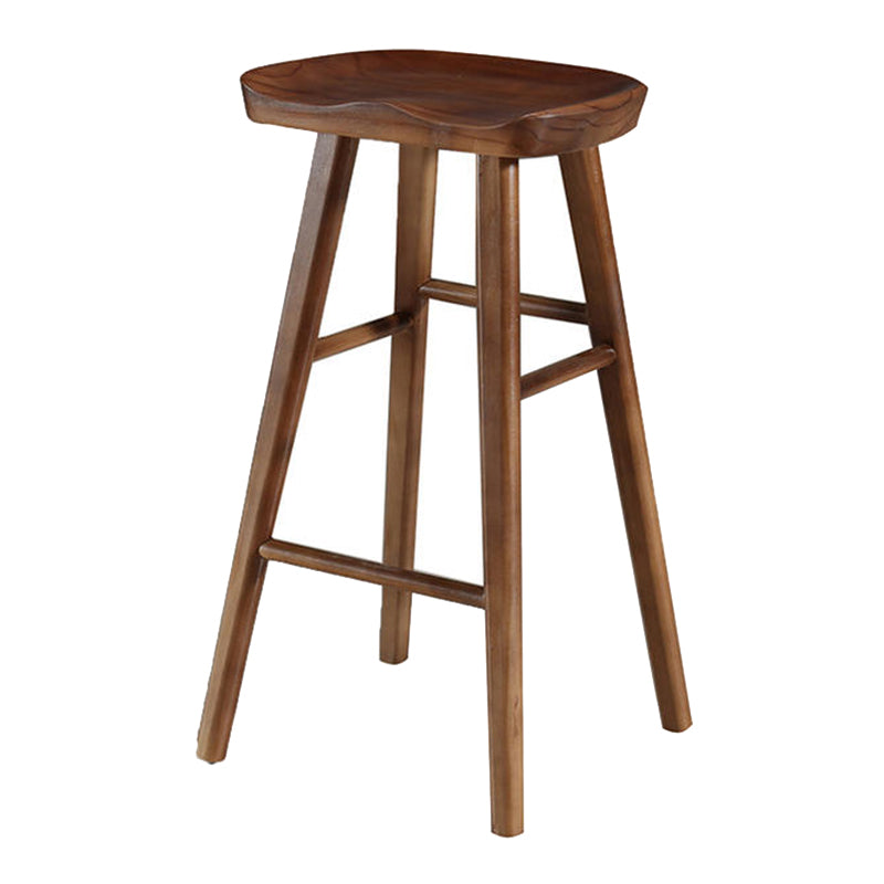 Modern Wood Bar Stool Contoured Seat Backless Indoor Footrest Counter Stool Walnut 1 Piece Bar Stool(30"H) Clearhalo 'Bar Furniture' 'Bar Stools' 'bar_stools' 'furn' 'furn_bar_stools' 'furniture_bar_stools' 'Kitchen & Dining Furniture' 'kitchen&dining_furn' 'kitchen' 'kitchen_furn' Furniture' 4186166