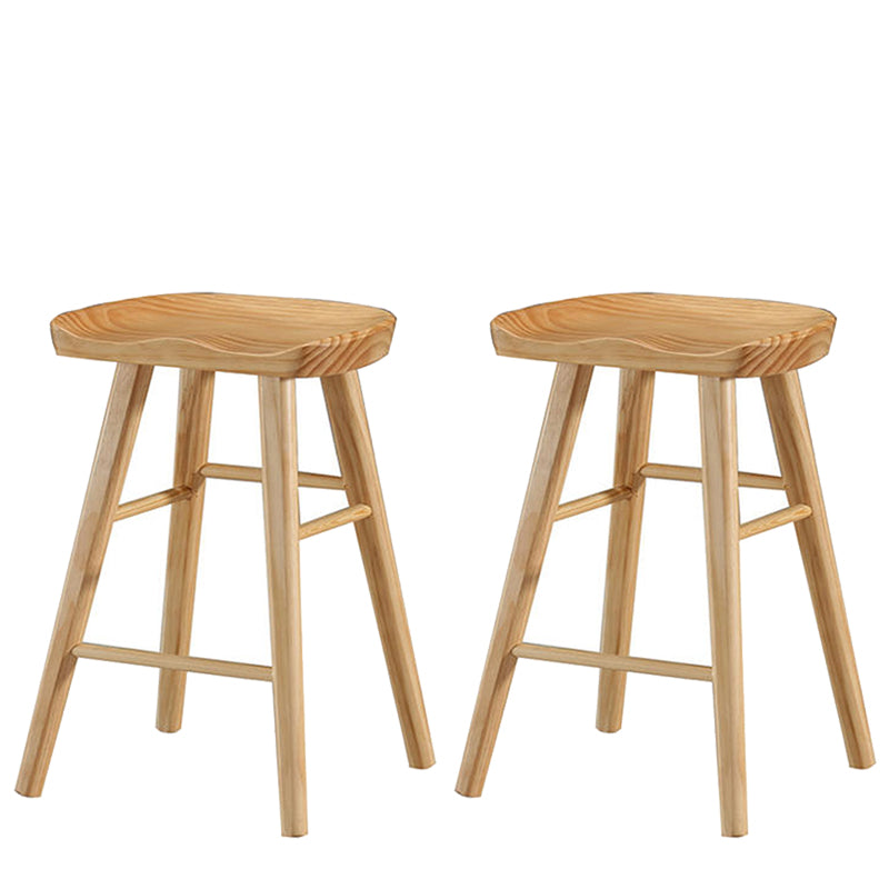 Modern Wood Bar Stool Contoured Seat Backless Indoor Footrest Counter Stool Wood 2 Piece Set Short Stool(22"H) Clearhalo 'Bar Furniture' 'Bar Stools' 'bar_stools' 'furn' 'furn_bar_stools' 'furniture_bar_stools' 'Kitchen & Dining Furniture' 'kitchen&dining_furn' 'kitchen' 'kitchen_furn' Furniture' 4186168