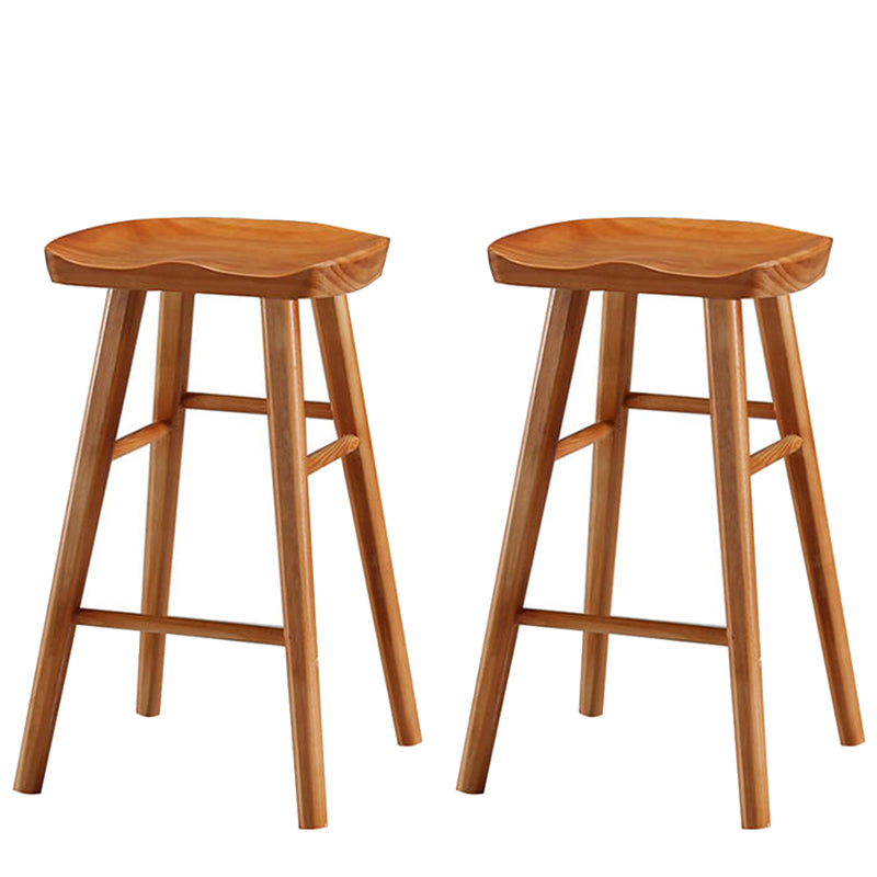 Modern Wood Bar Stool Contoured Seat Backless Indoor Footrest Counter Stool Distressed Wood 2 Piece Set Short Stool(22"H) Clearhalo 'Bar Furniture' 'Bar Stools' 'bar_stools' 'furn' 'furn_bar_stools' 'furniture_bar_stools' 'Kitchen & Dining Furniture' 'kitchen&dining_furn' 'kitchen' 'kitchen_furn' Furniture' 4186174