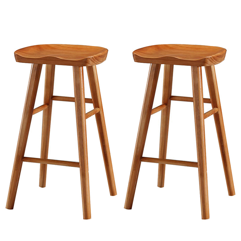 Modern Wood Bar Stool Contoured Seat Backless Indoor Footrest Counter Stool Distressed Wood 2 Piece Set Counter Stool(26"H) Clearhalo 'Bar Furniture' 'Bar Stools' 'bar_stools' 'furn' 'furn_bar_stools' 'furniture_bar_stools' 'Kitchen & Dining Furniture' 'kitchen&dining_furn' 'kitchen' 'kitchen_furn' Furniture' 4186175