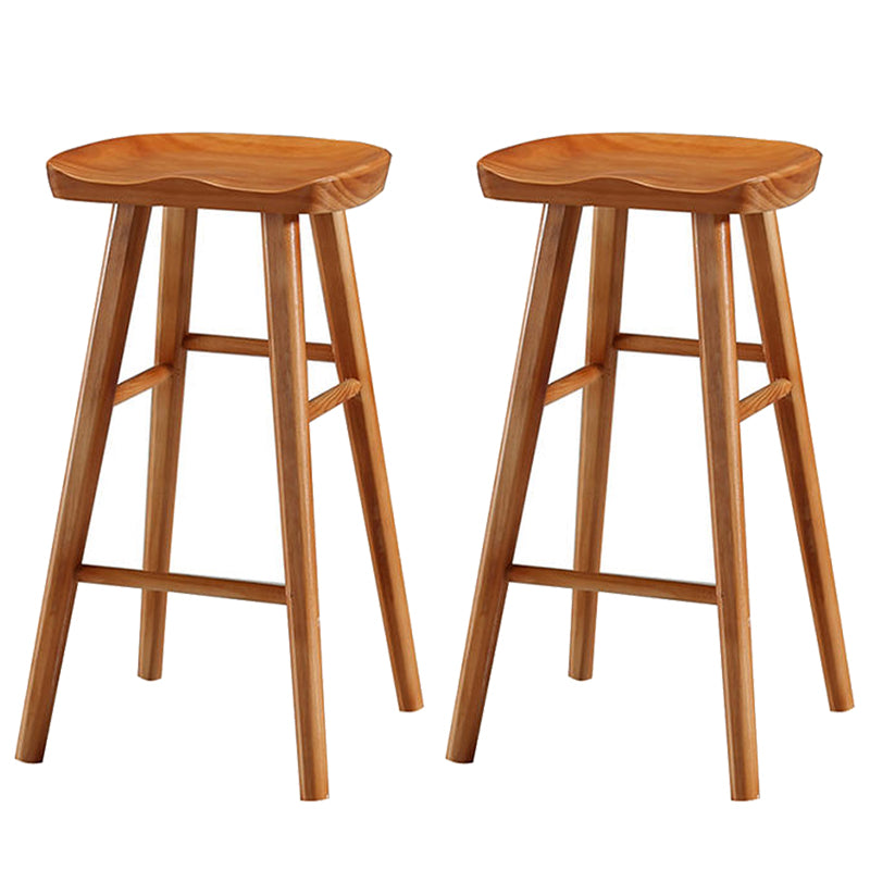 Modern Wood Bar Stool Contoured Seat Backless Indoor Footrest Counter Stool Distressed Wood 2 Piece Set Bar Stool(30"H) Clearhalo 'Bar Furniture' 'Bar Stools' 'bar_stools' 'furn' 'furn_bar_stools' 'furniture_bar_stools' 'Kitchen & Dining Furniture' 'kitchen&dining_furn' 'kitchen' 'kitchen_furn' Furniture' 4186176