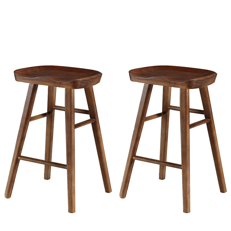 Modern Wood Bar Stool Contoured Seat Backless Indoor Footrest Counter Stool Walnut 2 Piece Set Short Stool(22"H) Clearhalo 'Bar Furniture' 'Bar Stools' 'bar_stools' 'furn' 'furn_bar_stools' 'furniture_bar_stools' 'Kitchen & Dining Furniture' 'kitchen&dining_furn' 'kitchen' 'kitchen_furn' Furniture' 4186177