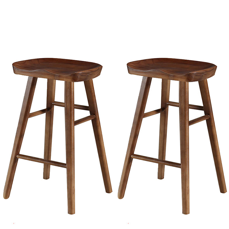Modern Wood Bar Stool Contoured Seat Backless Indoor Footrest Counter Stool Walnut 2 Piece Set Counter Stool(26"H) Clearhalo 'Bar Furniture' 'Bar Stools' 'bar_stools' 'furn' 'furn_bar_stools' 'furniture_bar_stools' 'Kitchen & Dining Furniture' 'kitchen&dining_furn' 'kitchen' 'kitchen_furn' Furniture' 4186178