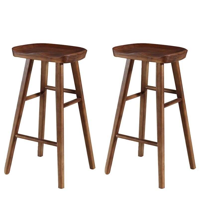 Modern Wood Bar Stool Contoured Seat Backless Indoor Footrest Counter Stool Walnut 2 Piece Set Bar Stool(30"H) Clearhalo 'Bar Furniture' 'Bar Stools' 'bar_stools' 'furn' 'furn_bar_stools' 'furniture_bar_stools' 'Kitchen & Dining Furniture' 'kitchen&dining_furn' 'kitchen' 'kitchen_furn' Furniture' 4186179