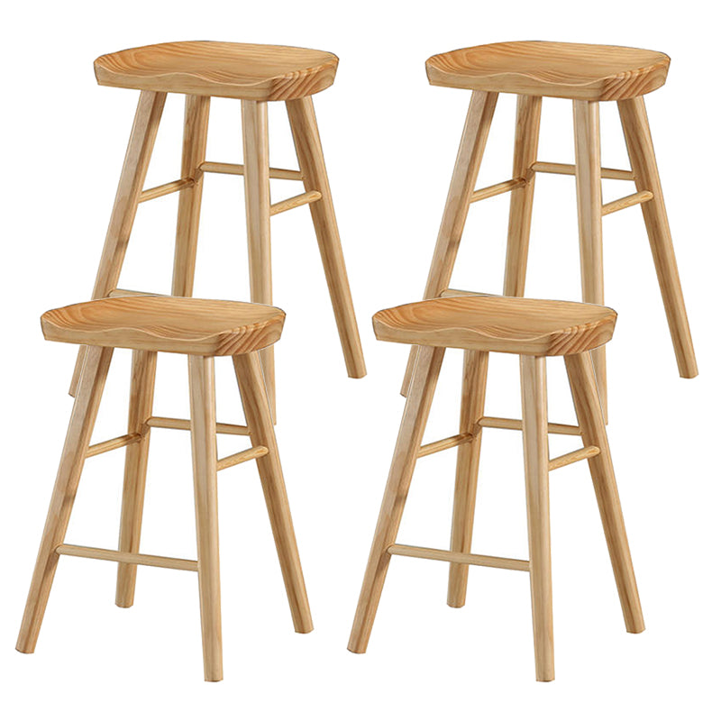 Modern Wood Bar Stool Contoured Seat Backless Indoor Footrest Counter Stool Wood 4 Piece Set Short Stool(22"H) Clearhalo 'Bar Furniture' 'Bar Stools' 'bar_stools' 'furn' 'furn_bar_stools' 'furniture_bar_stools' 'Kitchen & Dining Furniture' 'kitchen&dining_furn' 'kitchen' 'kitchen_furn' Furniture' 4186180