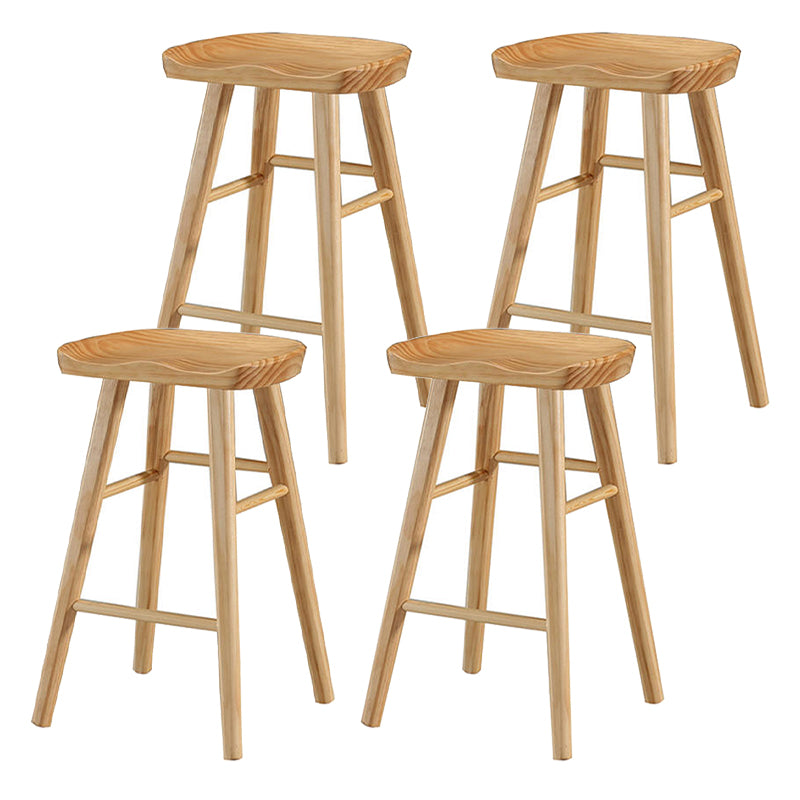 Modern Wood Bar Stool Contoured Seat Backless Indoor Footrest Counter Stool Wood 4 Piece Set Counter Stool(26"H) Clearhalo 'Bar Furniture' 'Bar Stools' 'bar_stools' 'furn' 'furn_bar_stools' 'furniture_bar_stools' 'Kitchen & Dining Furniture' 'kitchen&dining_furn' 'kitchen' 'kitchen_furn' Furniture' 4186181