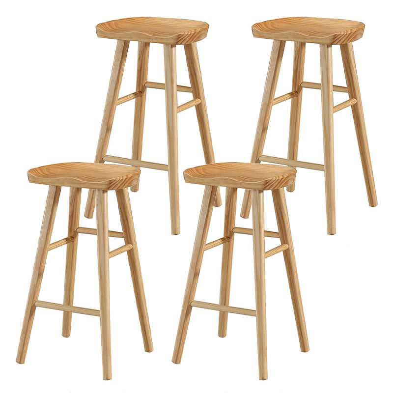 Modern Wood Bar Stool Contoured Seat Backless Indoor Footrest Counter Stool Wood 4 Piece Set Bar Stool(30"H) Clearhalo 'Bar Furniture' 'Bar Stools' 'bar_stools' 'furn' 'furn_bar_stools' 'furniture_bar_stools' 'Kitchen & Dining Furniture' 'kitchen&dining_furn' 'kitchen' 'kitchen_furn' Furniture' 4186182