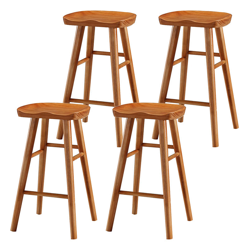 Modern Wood Bar Stool Contoured Seat Backless Indoor Footrest Counter Stool Distressed Wood 4 Piece Set Counter Stool(26"H) Clearhalo 'Bar Furniture' 'Bar Stools' 'bar_stools' 'furn' 'furn_bar_stools' 'furniture_bar_stools' 'Kitchen & Dining Furniture' 'kitchen&dining_furn' 'kitchen' 'kitchen_furn' Furniture' 4186184
