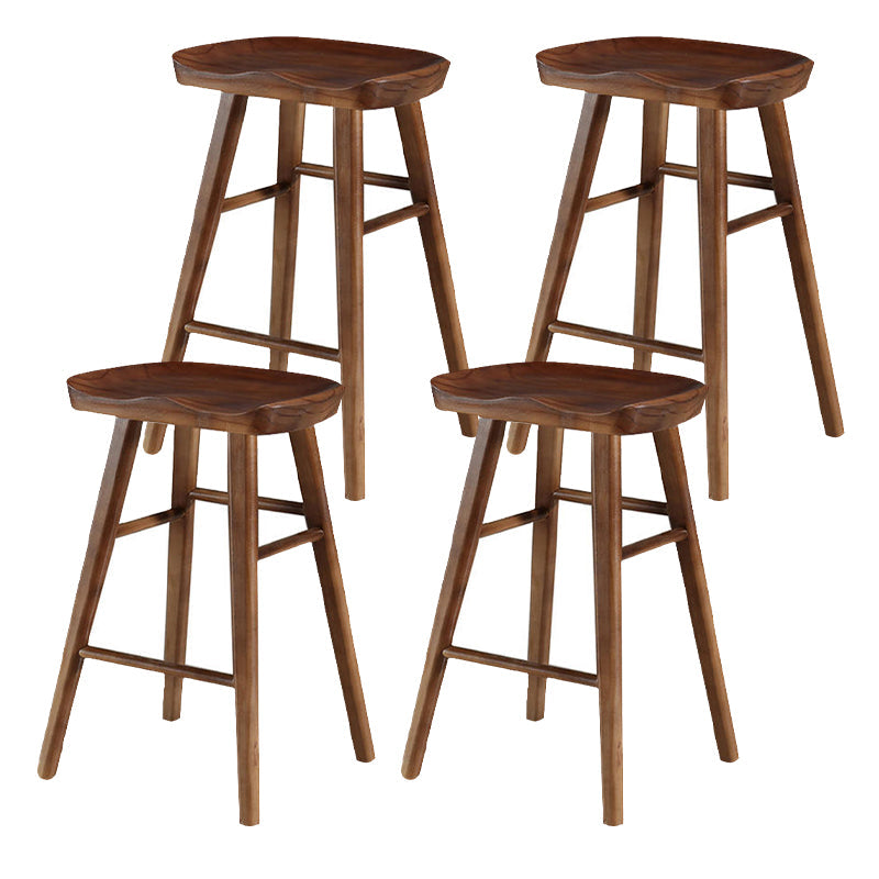 Modern Wood Bar Stool Contoured Seat Backless Indoor Footrest Counter Stool Walnut 4 Piece Set Short Stool(22"H) Clearhalo 'Bar Furniture' 'Bar Stools' 'bar_stools' 'furn' 'furn_bar_stools' 'furniture_bar_stools' 'Kitchen & Dining Furniture' 'kitchen&dining_furn' 'kitchen' 'kitchen_furn' Furniture' 4186186