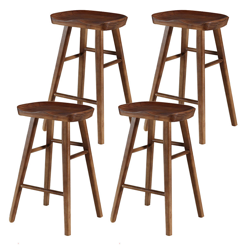 Modern Wood Bar Stool Contoured Seat Backless Indoor Footrest Counter Stool Walnut 4 Piece Set Counter Stool(26"H) Clearhalo 'Bar Furniture' 'Bar Stools' 'bar_stools' 'furn' 'furn_bar_stools' 'furniture_bar_stools' 'Kitchen & Dining Furniture' 'kitchen&dining_furn' 'kitchen' 'kitchen_furn' Furniture' 4186187