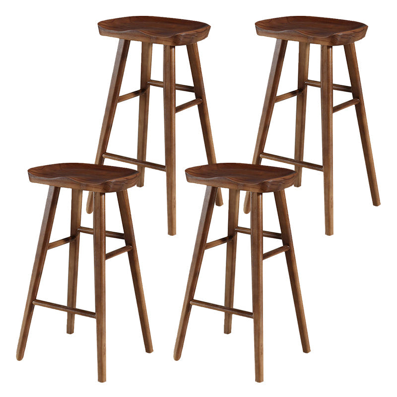 Modern Wood Bar Stool Contoured Seat Backless Indoor Footrest Counter Stool Walnut 4 Piece Set Bar Stool(30"H) Clearhalo 'Bar Furniture' 'Bar Stools' 'bar_stools' 'furn' 'furn_bar_stools' 'furniture_bar_stools' 'Kitchen & Dining Furniture' 'kitchen&dining_furn' 'kitchen' 'kitchen_furn' Furniture' 4186188