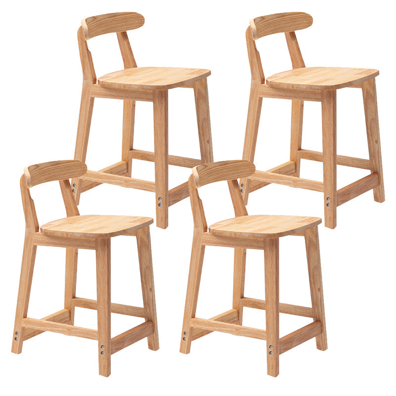 Solid Wood Modern Bar Stool Square Low Back Indoor Stool with Wood Legs 4 Piece Set Clearhalo 'Bar Furniture' 'Bar Stools' 'bar_stools' 'furn' 'furn_bar_stools' 'furniture_bar_stools' 'Kitchen & Dining Furniture' 'kitchen&dining_furn' 'kitchen' 'kitchen_furn' Furniture' 4186209