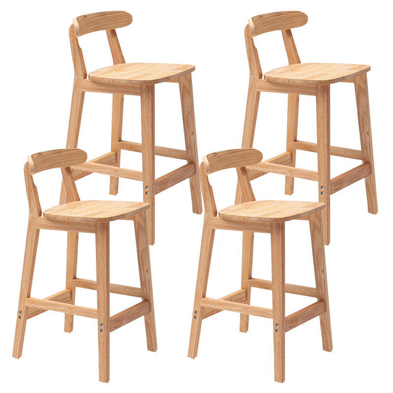 Solid Wood Modern Bar Stool Square Low Back Indoor Stool with Wood Legs 4 Piece Set Counter Stool (24"H) Clearhalo 'Bar Furniture' 'Bar Stools' 'bar_stools' 'furn' 'furn_bar_stools' 'furniture_bar_stools' 'Kitchen & Dining Furniture' 'kitchen&dining_furn' 'kitchen' 'kitchen_furn' Furniture' 4186211