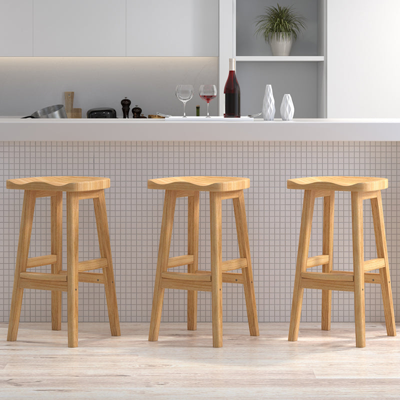 Solid Wood Modern Bar Stool Saddle Seat Backless Indoor Stool with Wood Legs Clearhalo 'Bar Furniture' 'Bar Stools' 'bar_stools' 'furn' 'furn_bar_stools' 'furniture_bar_stools' 'Kitchen & Dining Furniture' 'kitchen&dining_furn' 'kitchen' 'kitchen_furn' Furniture' 4186253