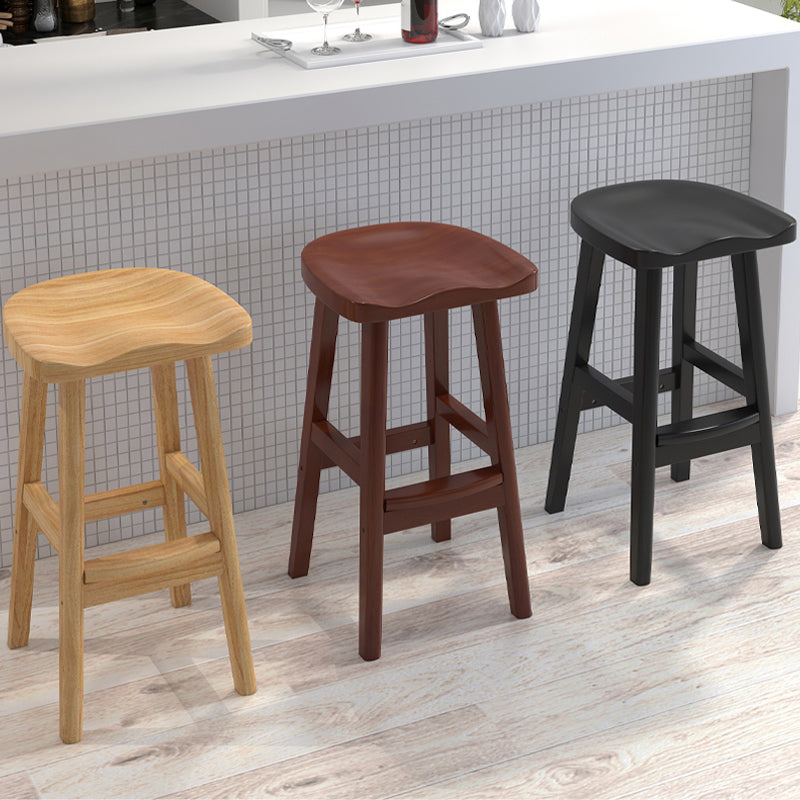 Solid Wood Modern Bar Stool Saddle Seat Backless Indoor Stool with Wood Legs Clearhalo 'Bar Furniture' 'Bar Stools' 'bar_stools' 'furn' 'furn_bar_stools' 'furniture_bar_stools' 'Kitchen & Dining Furniture' 'kitchen&dining_furn' 'kitchen' 'kitchen_furn' Furniture' 4186256