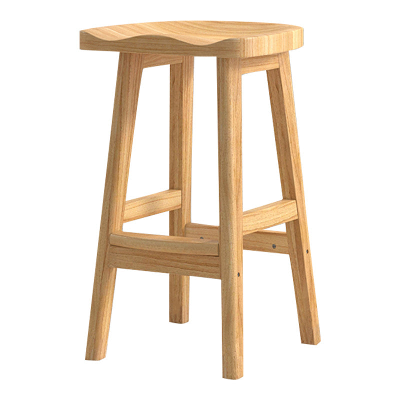 Solid Wood Modern Bar Stool Saddle Seat Backless Indoor Stool with Wood Legs Wood 1 Piece Bar Stool (28" H) Clearhalo 'Bar Furniture' 'Bar Stools' 'bar_stools' 'furn' 'furn_bar_stools' 'furniture_bar_stools' 'Kitchen & Dining Furniture' 'kitchen&dining_furn' 'kitchen' 'kitchen_furn' Furniture' 4186257