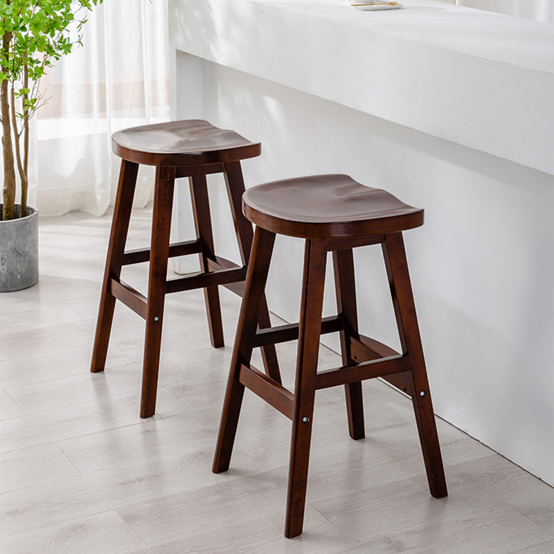 Solid Wood Modern Bar Stool Saddle Seat Backless Indoor Stool with Wood Legs Clearhalo 'Bar Furniture' 'Bar Stools' 'bar_stools' 'furn' 'furn_bar_stools' 'furniture_bar_stools' 'Kitchen & Dining Furniture' 'kitchen&dining_furn' 'kitchen' 'kitchen_furn' Furniture' 4186260