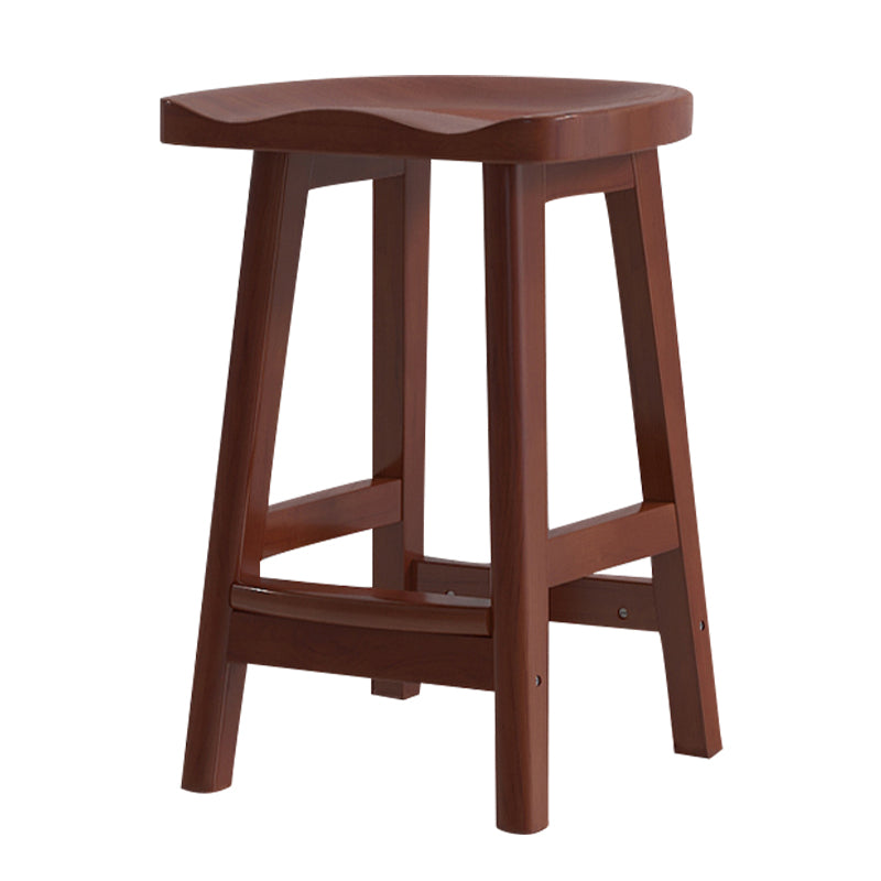 Solid Wood Modern Bar Stool Saddle Seat Backless Indoor Stool with Wood Legs Walnut 1 Piece Counter Stool (24"H) Clearhalo 'Bar Furniture' 'Bar Stools' 'bar_stools' 'furn' 'furn_bar_stools' 'furniture_bar_stools' 'Kitchen & Dining Furniture' 'kitchen&dining_furn' 'kitchen' 'kitchen_furn' Furniture' 4186264