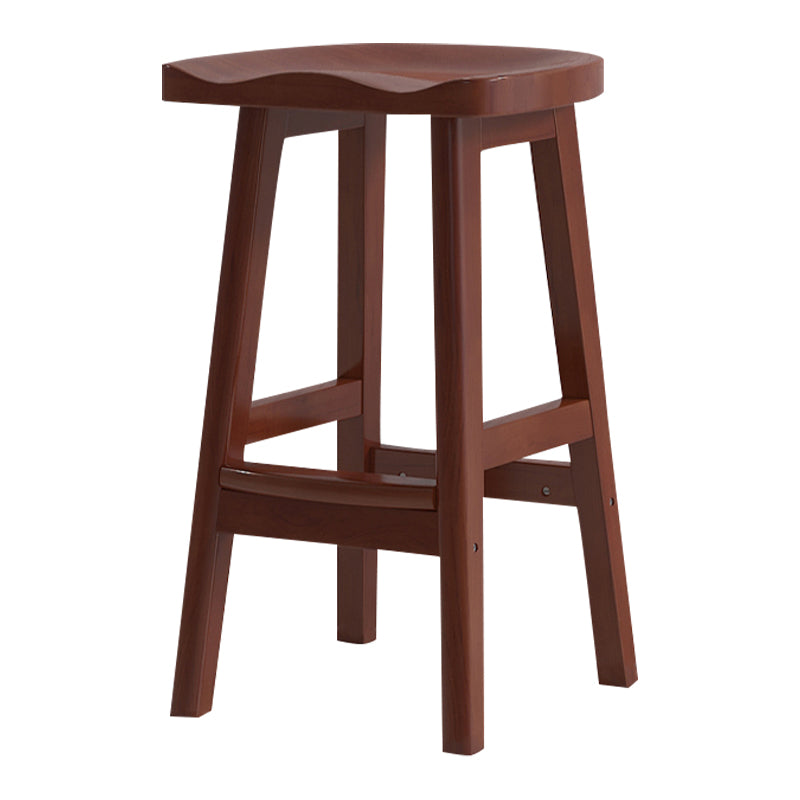 Solid Wood Modern Bar Stool Saddle Seat Backless Indoor Stool with Wood Legs Walnut 1 Piece Bar Stool (28" H) Clearhalo 'Bar Furniture' 'Bar Stools' 'bar_stools' 'furn' 'furn_bar_stools' 'furniture_bar_stools' 'Kitchen & Dining Furniture' 'kitchen&dining_furn' 'kitchen' 'kitchen_furn' Furniture' 4186266