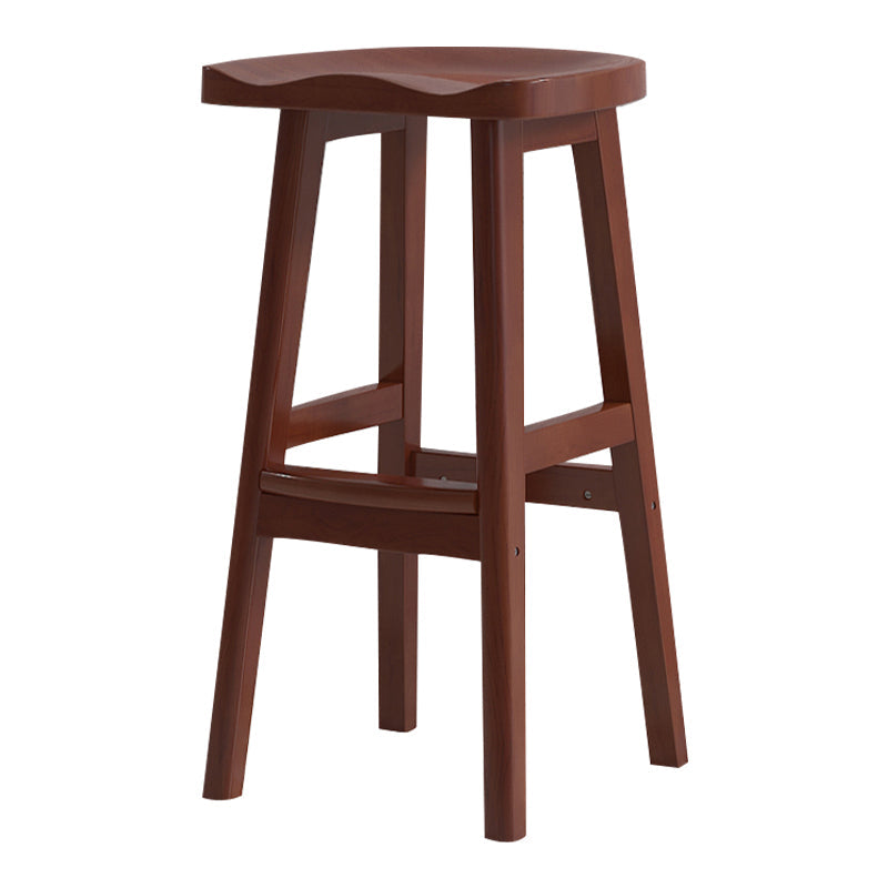 Solid Wood Modern Bar Stool Saddle Seat Backless Indoor Stool with Wood Legs Walnut 1 Piece Bar Stool(31"H) Clearhalo 'Bar Furniture' 'Bar Stools' 'bar_stools' 'furn' 'furn_bar_stools' 'furniture_bar_stools' 'Kitchen & Dining Furniture' 'kitchen&dining_furn' 'kitchen' 'kitchen_furn' Furniture' 4186268