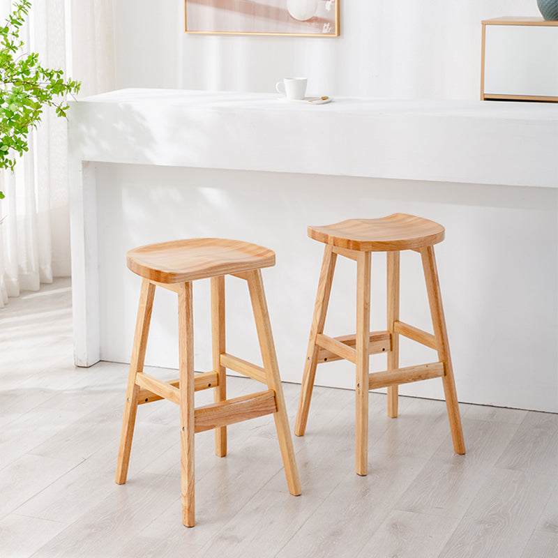 Solid Wood Modern Bar Stool Saddle Seat Backless Indoor Stool with Wood Legs Clearhalo 'Bar Furniture' 'Bar Stools' 'bar_stools' 'furn' 'furn_bar_stools' 'furniture_bar_stools' 'Kitchen & Dining Furniture' 'kitchen&dining_furn' 'kitchen' 'kitchen_furn' Furniture' 4186273