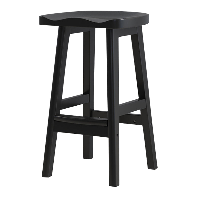 Solid Wood Modern Bar Stool Saddle Seat Backless Indoor Stool with Wood Legs Black 1 Piece Bar Stool (28" H) Clearhalo 'Bar Furniture' 'Bar Stools' 'bar_stools' 'furn' 'furn_bar_stools' 'furniture_bar_stools' 'Kitchen & Dining Furniture' 'kitchen&dining_furn' 'kitchen' 'kitchen_furn' Furniture' 4186274