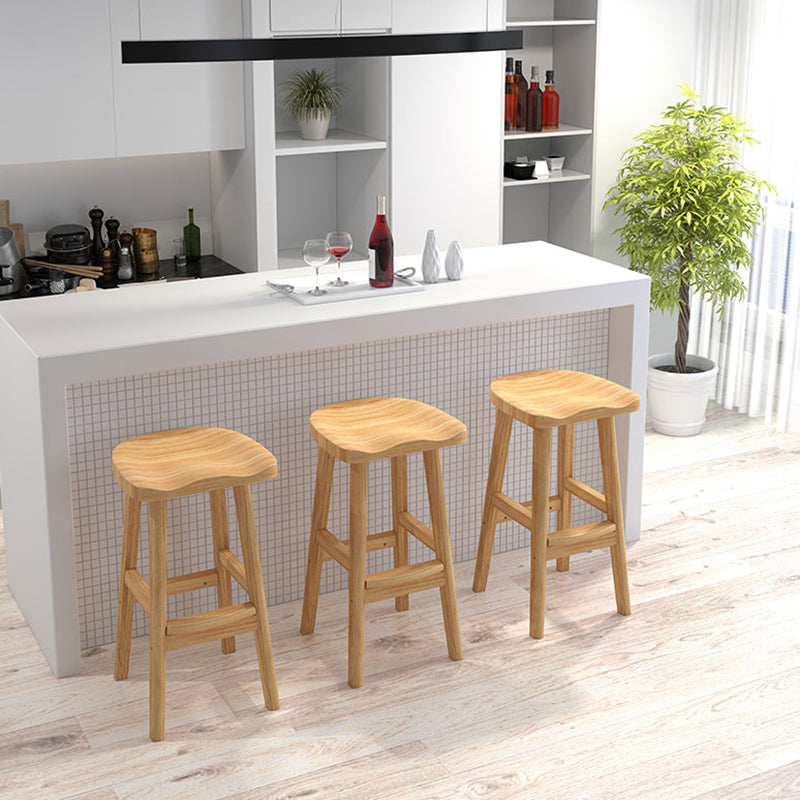 Solid Wood Modern Bar Stool Saddle Seat Backless Indoor Stool with Wood Legs Clearhalo 'Bar Furniture' 'Bar Stools' 'bar_stools' 'furn' 'furn_bar_stools' 'furniture_bar_stools' 'Kitchen & Dining Furniture' 'kitchen&dining_furn' 'kitchen' 'kitchen_furn' Furniture' 4186277