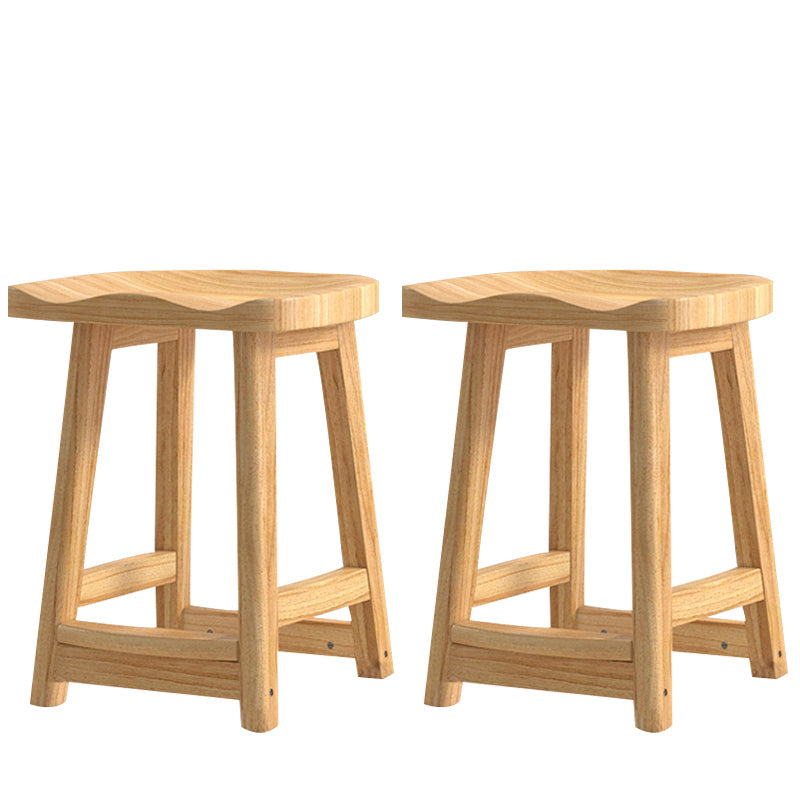 Solid Wood Modern Bar Stool Saddle Seat Backless Indoor Stool with Wood Legs Wood 2 Piece Set Short Stool(20"H) Clearhalo 'Bar Furniture' 'Bar Stools' 'bar_stools' 'furn' 'furn_bar_stools' 'furniture_bar_stools' 'Kitchen & Dining Furniture' 'kitchen&dining_furn' 'kitchen' 'kitchen_furn' Furniture' 4186278