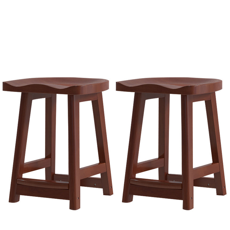 Solid Wood Modern Bar Stool Saddle Seat Backless Indoor Stool with Wood Legs Walnut 2 Piece Set Short Stool(20"H) Clearhalo 'Bar Furniture' 'Bar Stools' 'bar_stools' 'furn' 'furn_bar_stools' 'furniture_bar_stools' 'Kitchen & Dining Furniture' 'kitchen&dining_furn' 'kitchen' 'kitchen_furn' Furniture' 4186279