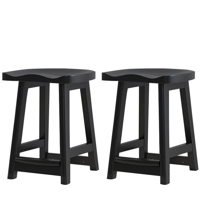 Solid Wood Modern Bar Stool Saddle Seat Backless Indoor Stool with Wood Legs Black 2 Piece Set Short Stool(20"H) Clearhalo 'Bar Furniture' 'Bar Stools' 'bar_stools' 'furn' 'furn_bar_stools' 'furniture_bar_stools' 'Kitchen & Dining Furniture' 'kitchen&dining_furn' 'kitchen' 'kitchen_furn' Furniture' 4186280