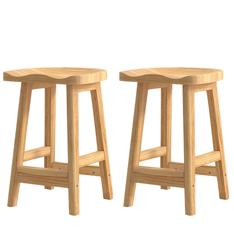 Solid Wood Modern Bar Stool Saddle Seat Backless Indoor Stool with Wood Legs Wood 2 Piece Set Counter Stool (24"H) Clearhalo 'Bar Furniture' 'Bar Stools' 'bar_stools' 'furn' 'furn_bar_stools' 'furniture_bar_stools' 'Kitchen & Dining Furniture' 'kitchen&dining_furn' 'kitchen' 'kitchen_furn' Furniture' 4186281