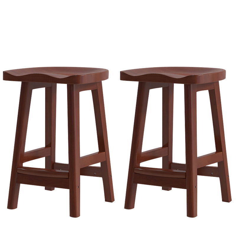 Solid Wood Modern Bar Stool Saddle Seat Backless Indoor Stool with Wood Legs Walnut 2 Piece Set Counter Stool (24"H) Clearhalo 'Bar Furniture' 'Bar Stools' 'bar_stools' 'furn' 'furn_bar_stools' 'furniture_bar_stools' 'Kitchen & Dining Furniture' 'kitchen&dining_furn' 'kitchen' 'kitchen_furn' Furniture' 4186282