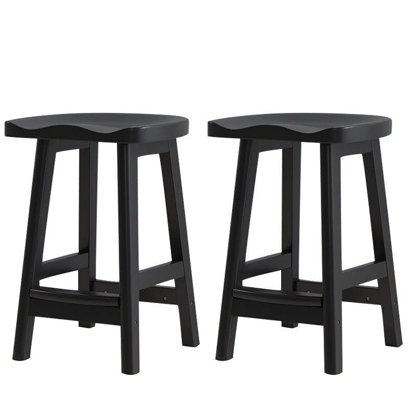 Solid Wood Modern Bar Stool Saddle Seat Backless Indoor Stool with Wood Legs Black 2 Piece Set Counter Stool (24"H) Clearhalo 'Bar Furniture' 'Bar Stools' 'bar_stools' 'furn' 'furn_bar_stools' 'furniture_bar_stools' 'Kitchen & Dining Furniture' 'kitchen&dining_furn' 'kitchen' 'kitchen_furn' Furniture' 4186283
