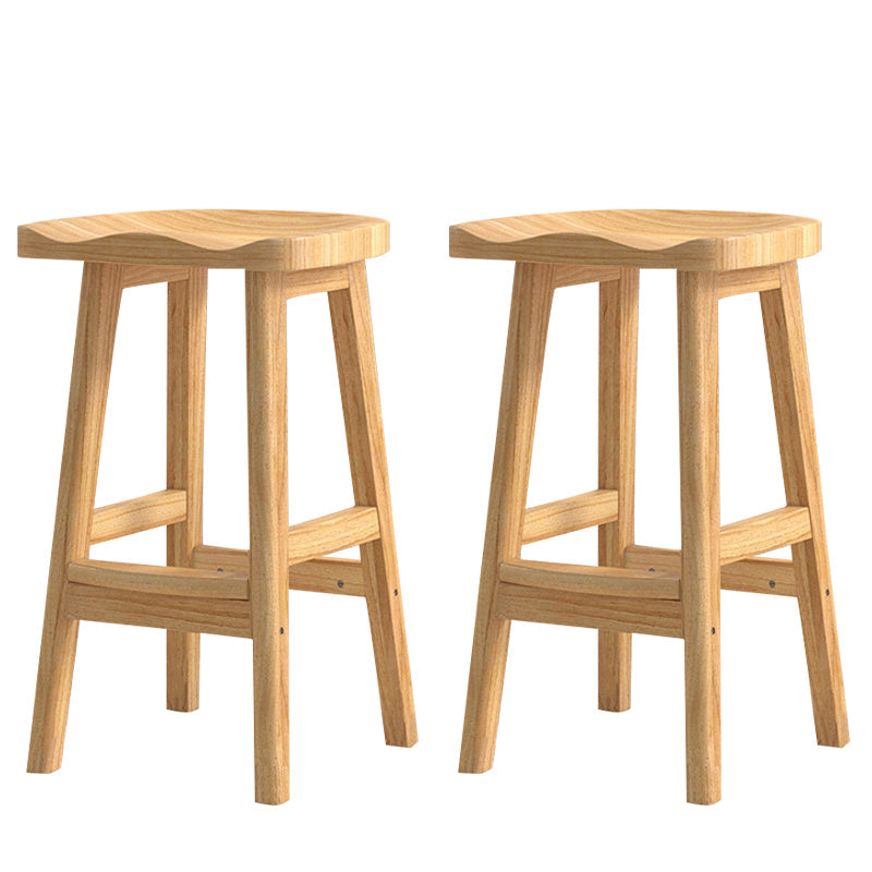Solid Wood Modern Bar Stool Saddle Seat Backless Indoor Stool with Wood Legs Wood 2 Piece Set Bar Stool (28" H) Clearhalo 'Bar Furniture' 'Bar Stools' 'bar_stools' 'furn' 'furn_bar_stools' 'furniture_bar_stools' 'Kitchen & Dining Furniture' 'kitchen&dining_furn' 'kitchen' 'kitchen_furn' Furniture' 4186284