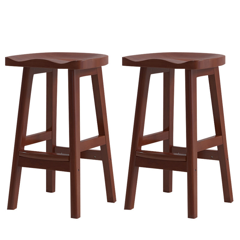 Solid Wood Modern Bar Stool Saddle Seat Backless Indoor Stool with Wood Legs Walnut 2 Piece Set Bar Stool (28" H) Clearhalo 'Bar Furniture' 'Bar Stools' 'bar_stools' 'furn' 'furn_bar_stools' 'furniture_bar_stools' 'Kitchen & Dining Furniture' 'kitchen&dining_furn' 'kitchen' 'kitchen_furn' Furniture' 4186285