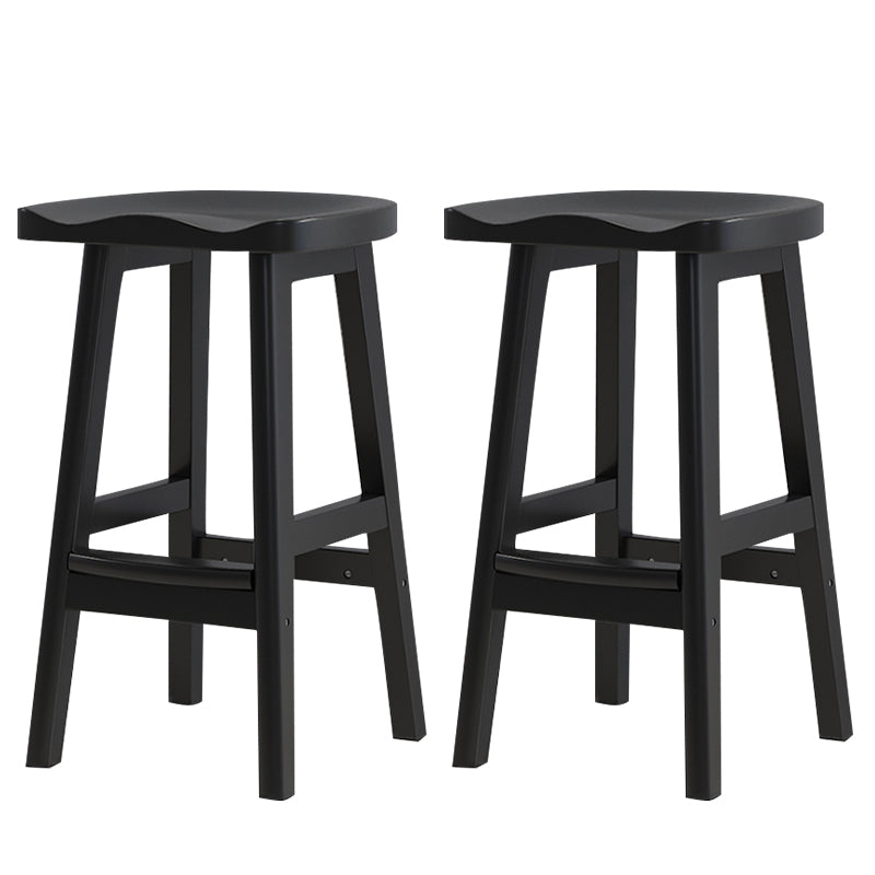Solid Wood Modern Bar Stool Saddle Seat Backless Indoor Stool with Wood Legs Black 2 Piece Set Bar Stool (28" H) Clearhalo 'Bar Furniture' 'Bar Stools' 'bar_stools' 'furn' 'furn_bar_stools' 'furniture_bar_stools' 'Kitchen & Dining Furniture' 'kitchen&dining_furn' 'kitchen' 'kitchen_furn' Furniture' 4186286