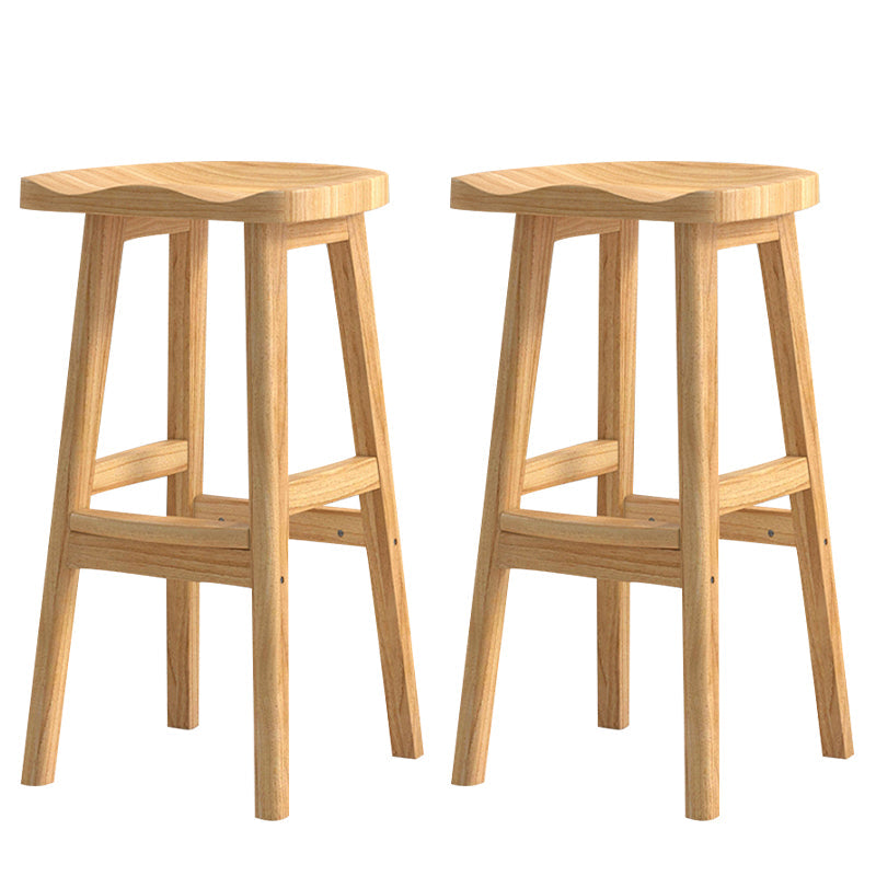 Solid Wood Modern Bar Stool Saddle Seat Backless Indoor Stool with Wood Legs Wood 2 Piece Set Bar Stool(31"H) Clearhalo 'Bar Furniture' 'Bar Stools' 'bar_stools' 'furn' 'furn_bar_stools' 'furniture_bar_stools' 'Kitchen & Dining Furniture' 'kitchen&dining_furn' 'kitchen' 'kitchen_furn' Furniture' 4186287