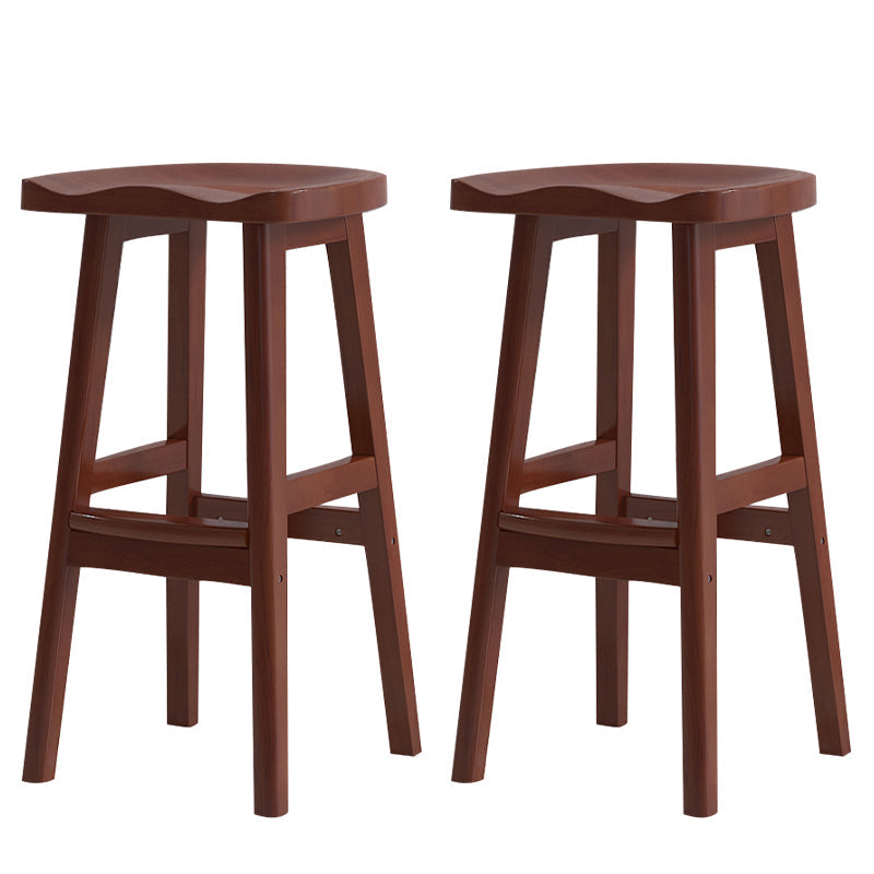 Solid Wood Modern Bar Stool Saddle Seat Backless Indoor Stool with Wood Legs Walnut 2 Piece Set Bar Stool(31"H) Clearhalo 'Bar Furniture' 'Bar Stools' 'bar_stools' 'furn' 'furn_bar_stools' 'furniture_bar_stools' 'Kitchen & Dining Furniture' 'kitchen&dining_furn' 'kitchen' 'kitchen_furn' Furniture' 4186288