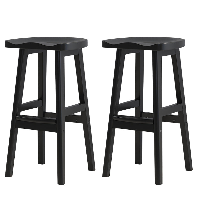 Solid Wood Modern Bar Stool Saddle Seat Backless Indoor Stool with Wood Legs Black 2 Piece Set Bar Stool(31"H) Clearhalo 'Bar Furniture' 'Bar Stools' 'bar_stools' 'furn' 'furn_bar_stools' 'furniture_bar_stools' 'Kitchen & Dining Furniture' 'kitchen&dining_furn' 'kitchen' 'kitchen_furn' Furniture' 4186289