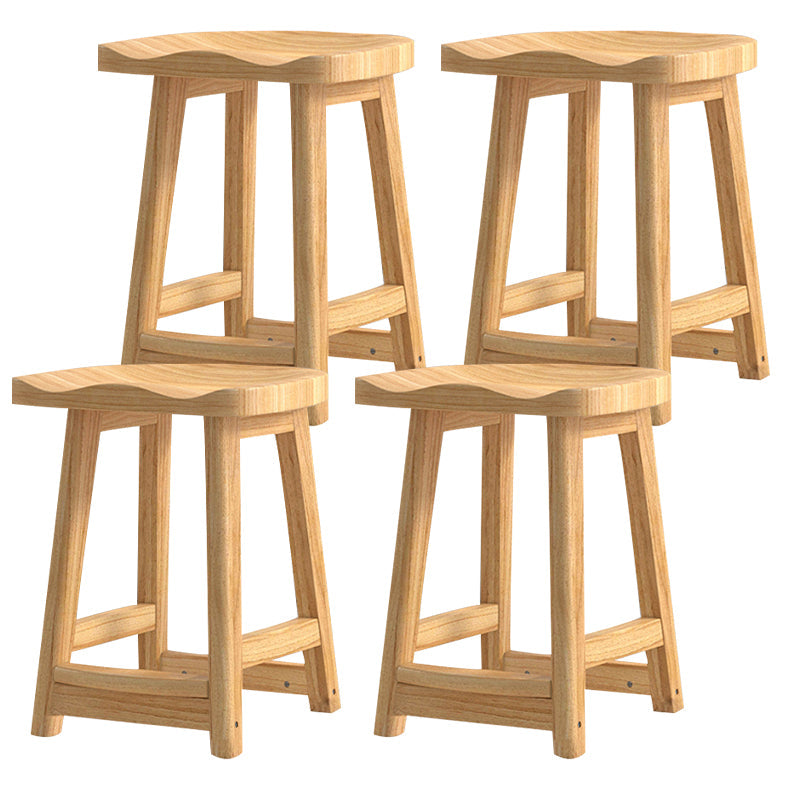 Solid Wood Modern Bar Stool Saddle Seat Backless Indoor Stool with Wood Legs Wood 4 Piece Set Short Stool(20"H) Clearhalo 'Bar Furniture' 'Bar Stools' 'bar_stools' 'furn' 'furn_bar_stools' 'furniture_bar_stools' 'Kitchen & Dining Furniture' 'kitchen&dining_furn' 'kitchen' 'kitchen_furn' Furniture' 4186290