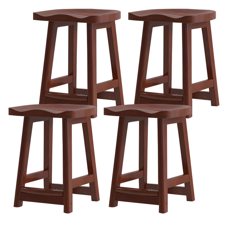 Solid Wood Modern Bar Stool Saddle Seat Backless Indoor Stool with Wood Legs Walnut 4 Piece Set Short Stool(20"H) Clearhalo 'Bar Furniture' 'Bar Stools' 'bar_stools' 'furn' 'furn_bar_stools' 'furniture_bar_stools' 'Kitchen & Dining Furniture' 'kitchen&dining_furn' 'kitchen' 'kitchen_furn' Furniture' 4186291