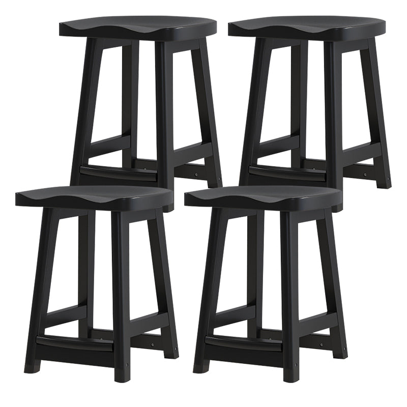 Solid Wood Modern Bar Stool Saddle Seat Backless Indoor Stool with Wood Legs Black 4 Piece Set Short Stool(20"H) Clearhalo 'Bar Furniture' 'Bar Stools' 'bar_stools' 'furn' 'furn_bar_stools' 'furniture_bar_stools' 'Kitchen & Dining Furniture' 'kitchen&dining_furn' 'kitchen' 'kitchen_furn' Furniture' 4186292