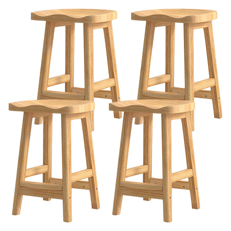 Solid Wood Modern Bar Stool Saddle Seat Backless Indoor Stool with Wood Legs Wood 4 Piece Set Counter Stool (24"H) Clearhalo 'Bar Furniture' 'Bar Stools' 'bar_stools' 'furn' 'furn_bar_stools' 'furniture_bar_stools' 'Kitchen & Dining Furniture' 'kitchen&dining_furn' 'kitchen' 'kitchen_furn' Furniture' 4186293