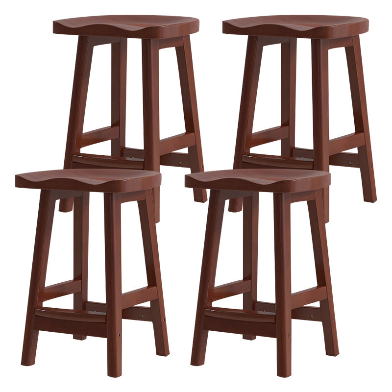 Solid Wood Modern Bar Stool Saddle Seat Backless Indoor Stool with Wood Legs Walnut 4 Piece Set Counter Stool (24"H) Clearhalo 'Bar Furniture' 'Bar Stools' 'bar_stools' 'furn' 'furn_bar_stools' 'furniture_bar_stools' 'Kitchen & Dining Furniture' 'kitchen&dining_furn' 'kitchen' 'kitchen_furn' Furniture' 4186294