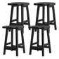 Solid Wood Modern Bar Stool Saddle Seat Backless Indoor Stool with Wood Legs Black 4 Piece Set Counter Stool (24"H) Clearhalo 'Bar Furniture' 'Bar Stools' 'bar_stools' 'furn' 'furn_bar_stools' 'furniture_bar_stools' 'Kitchen & Dining Furniture' 'kitchen&dining_furn' 'kitchen' 'kitchen_furn' Furniture' 4186295
