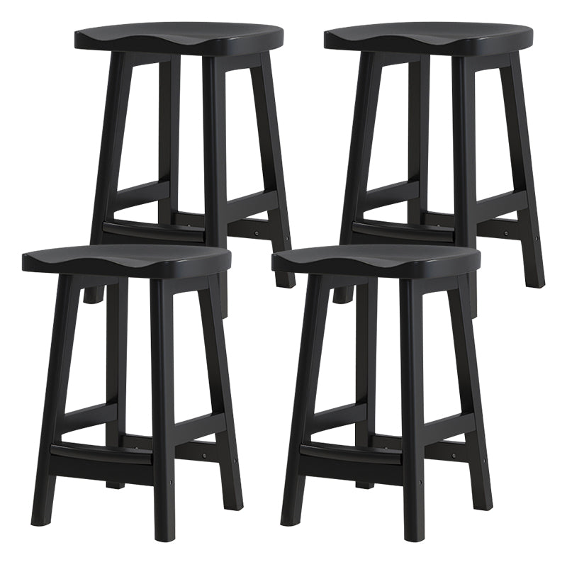 Solid Wood Modern Bar Stool Saddle Seat Backless Indoor Stool with Wood Legs Black 4 Piece Set Counter Stool (24"H) Clearhalo 'Bar Furniture' 'Bar Stools' 'bar_stools' 'furn' 'furn_bar_stools' 'furniture_bar_stools' 'Kitchen & Dining Furniture' 'kitchen&dining_furn' 'kitchen' 'kitchen_furn' Furniture' 4186295