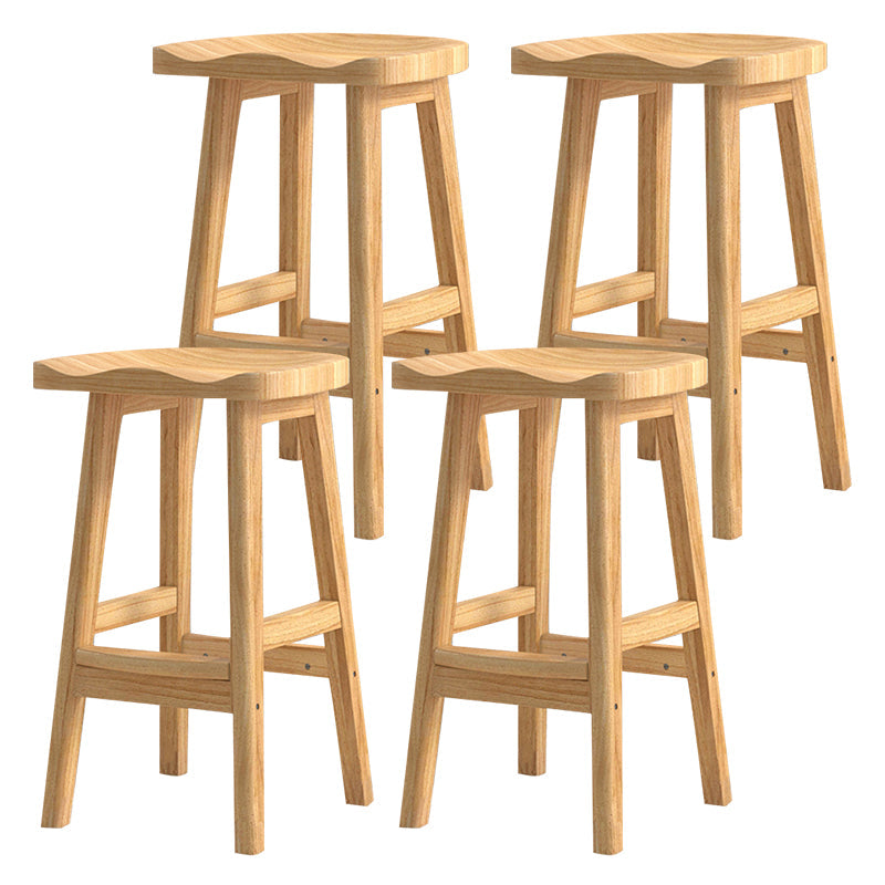 Solid Wood Modern Bar Stool Saddle Seat Backless Indoor Stool with Wood Legs Wood 4 Piece Set Bar Stool (28" H) Clearhalo 'Bar Furniture' 'Bar Stools' 'bar_stools' 'furn' 'furn_bar_stools' 'furniture_bar_stools' 'Kitchen & Dining Furniture' 'kitchen&dining_furn' 'kitchen' 'kitchen_furn' Furniture' 4186296