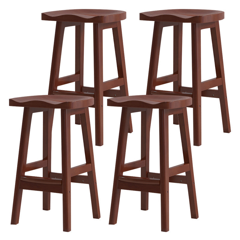 Solid Wood Modern Bar Stool Saddle Seat Backless Indoor Stool with Wood Legs Walnut 4 Piece Set Bar Stool (28" H) Clearhalo 'Bar Furniture' 'Bar Stools' 'bar_stools' 'furn' 'furn_bar_stools' 'furniture_bar_stools' 'Kitchen & Dining Furniture' 'kitchen&dining_furn' 'kitchen' 'kitchen_furn' Furniture' 4186297